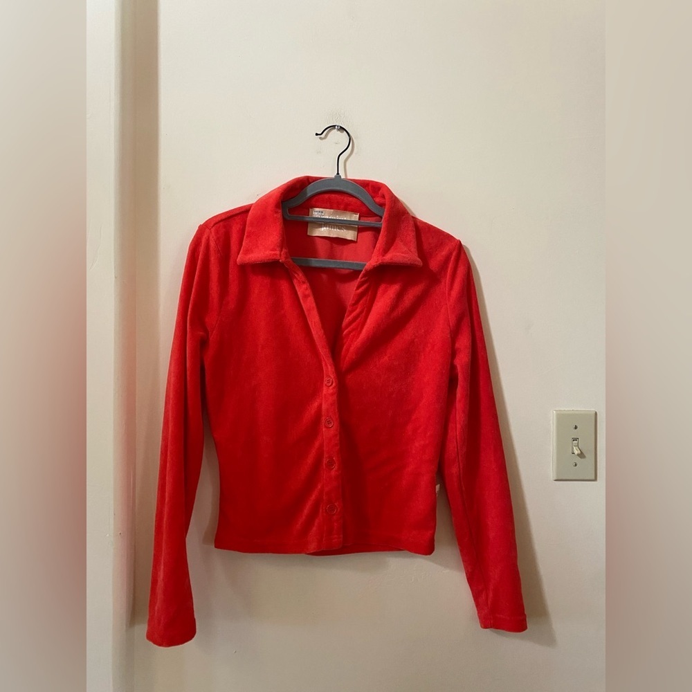 Araminta James Red Terry Towelling Button-Up Jacket Blazer Size L